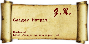 Gaiger Margit névjegykártya